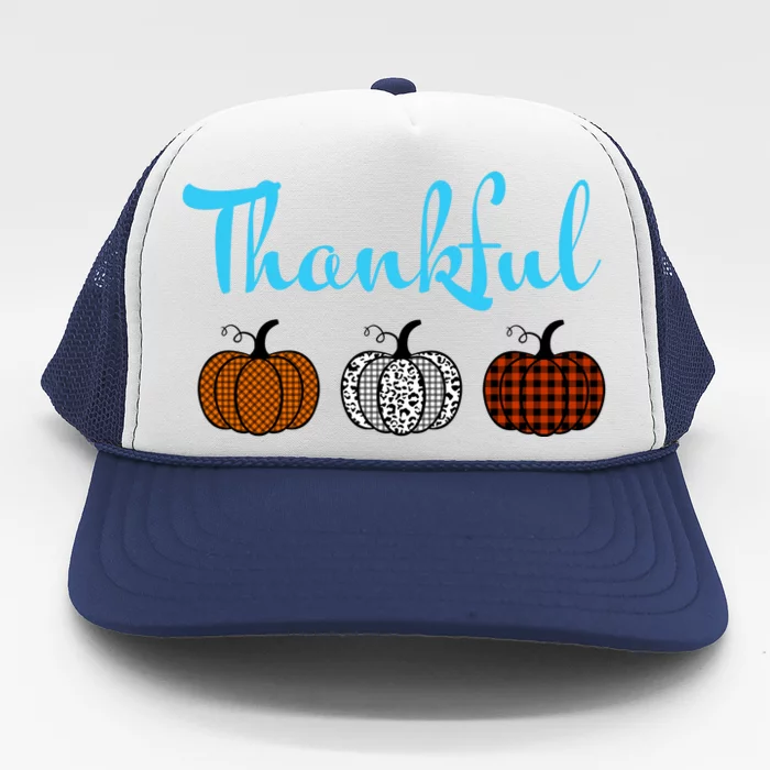 Fall Plaid Pumpkin Thankful Women, Thanksgiving Be Blessed Trucker Hat