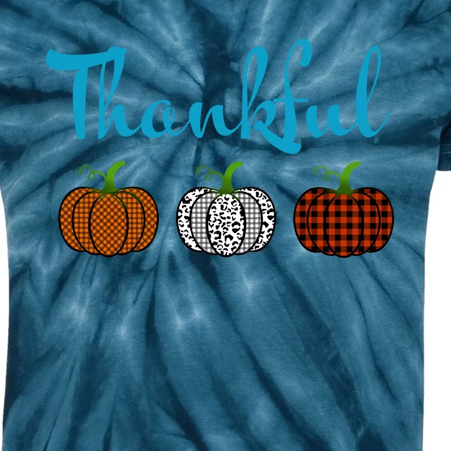 Fall Plaid Pumpkin Thankful Women, Thanksgiving Be Blessed Kids Tie-Dye T-Shirt