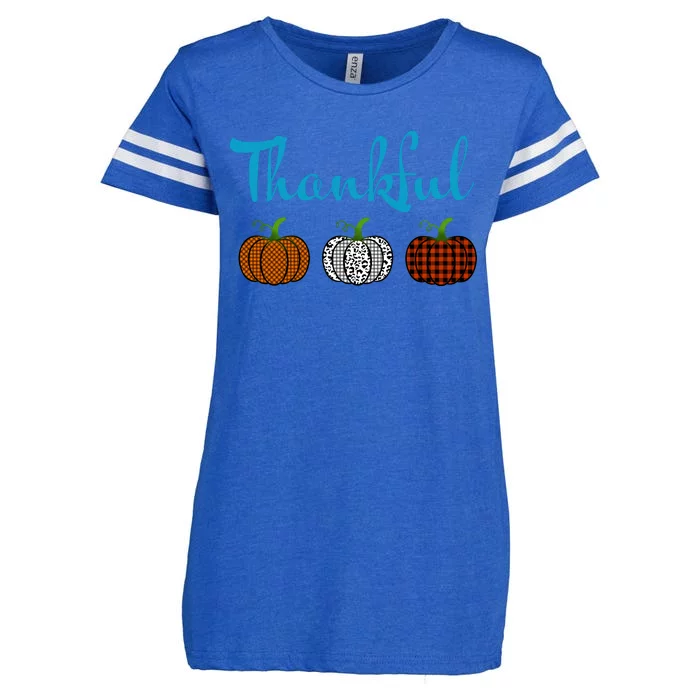 Fall Plaid Pumpkin Thankful Women, Thanksgiving Be Blessed Enza Ladies Jersey Football T-Shirt