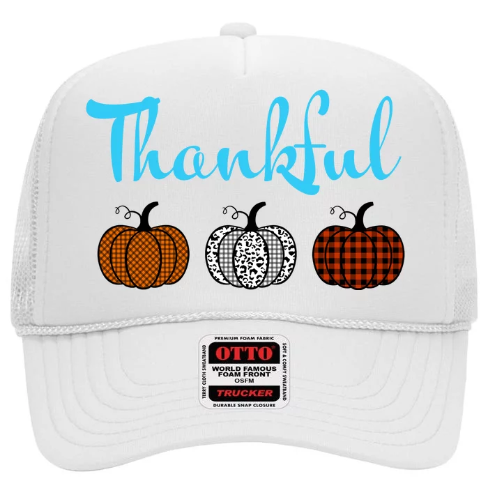 Fall Plaid Pumpkin Thankful Women, Thanksgiving Be Blessed High Crown Mesh Trucker Hat