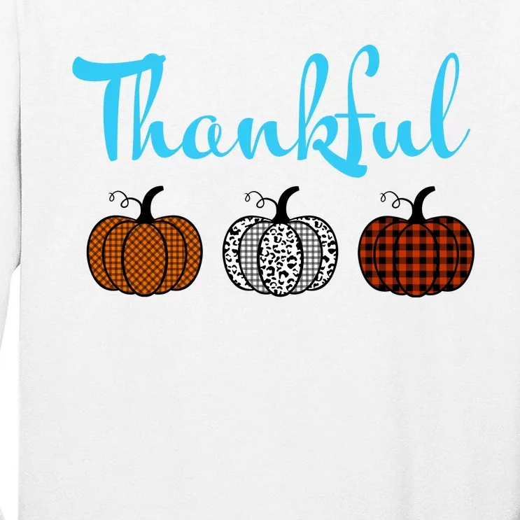 Fall Plaid Pumpkin Thankful Women, Thanksgiving Be Blessed Tall Long Sleeve T-Shirt