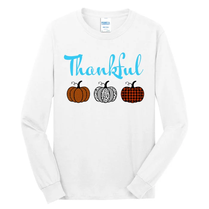 Fall Plaid Pumpkin Thankful Women, Thanksgiving Be Blessed Tall Long Sleeve T-Shirt