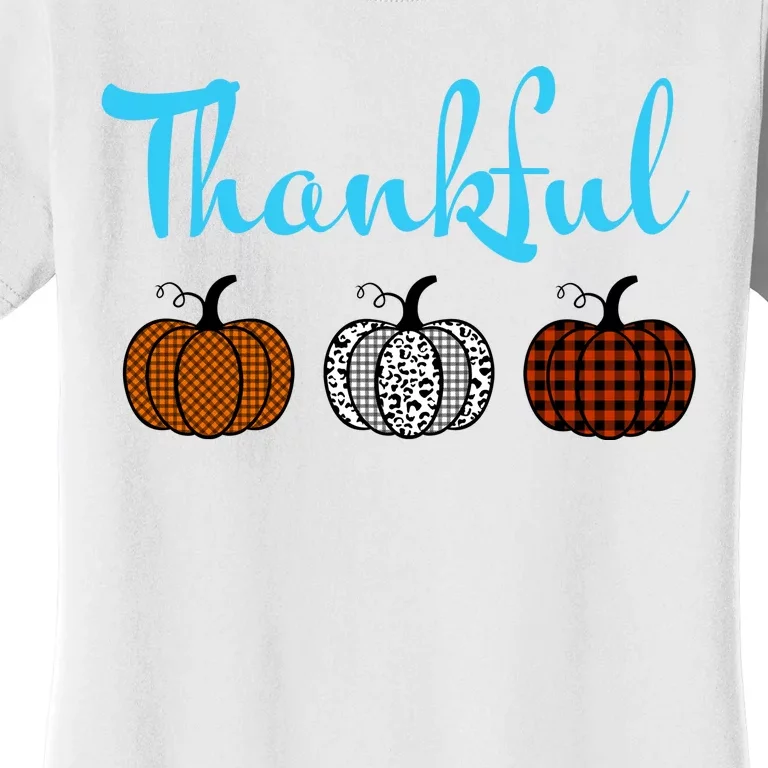 Fall Plaid Pumpkin Thankful Women, Thanksgiving Be Blessed Women's T-Shirt