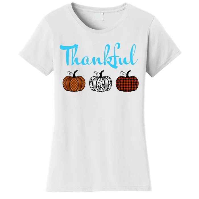 Fall Plaid Pumpkin Thankful Women, Thanksgiving Be Blessed Women's T-Shirt