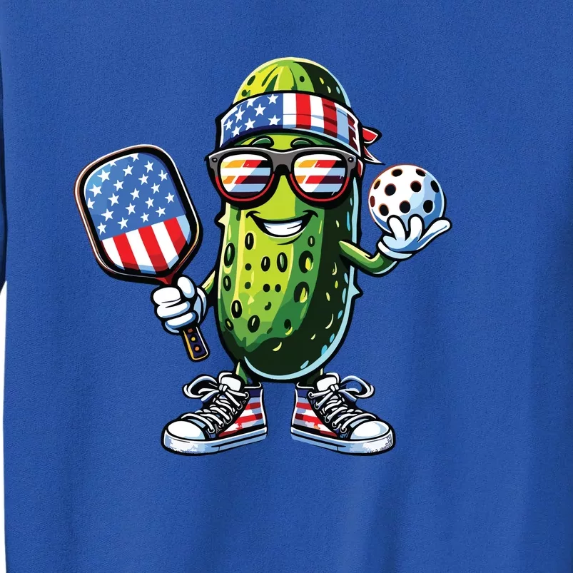 Funny Patriotic Pickle Playing Pickleball Paddle 4th Of July Tall Sweatshirt