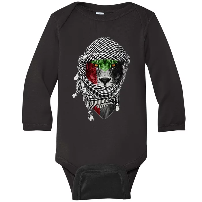 Free palestine Palestinian lion Baby Long Sleeve Bodysuit