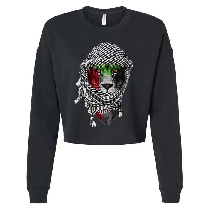 Free palestine Palestinian lion Cropped Pullover Crew