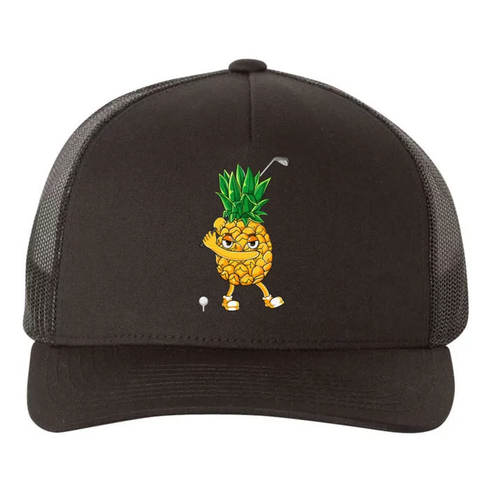 Funny Pineapple Playing Golf Matching Player Golfer Vegan Yupoong Adult 5-Panel Trucker Hat