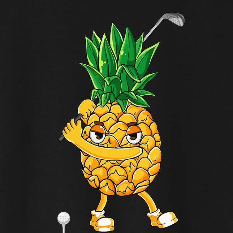 Funny Pineapple Playing Golf Matching Player Golfer Vegan Women's Crop Top Tee