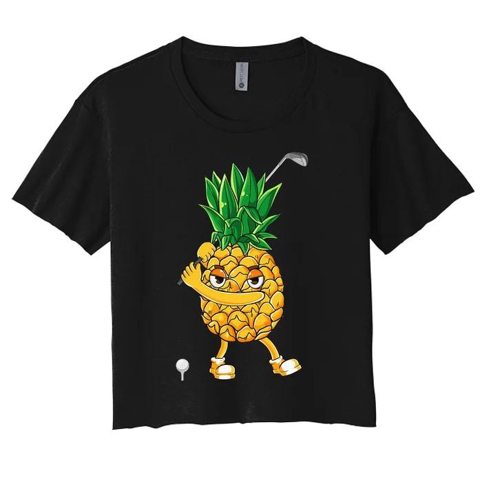 Funny Pineapple Playing Golf Matching Player Golfer Vegan Women's Crop Top Tee