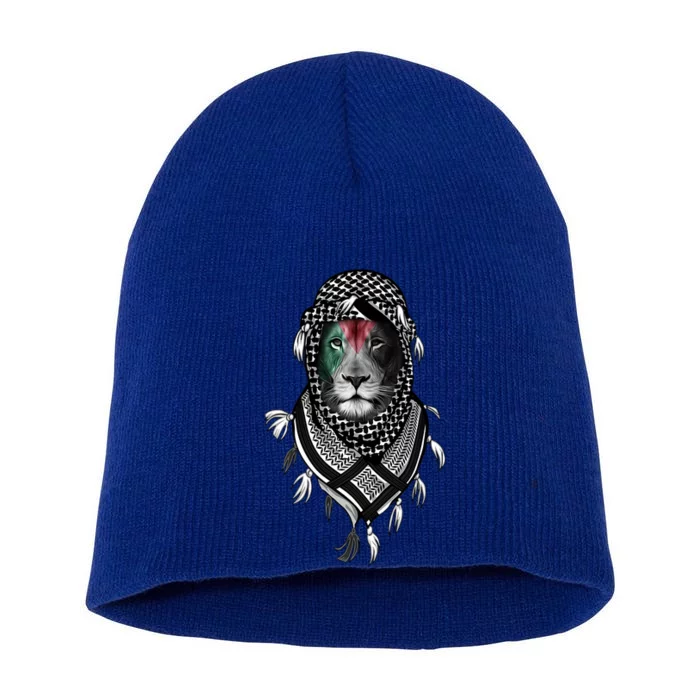 Free Palestine Palestinian Lion Funny Gift Short Acrylic Beanie