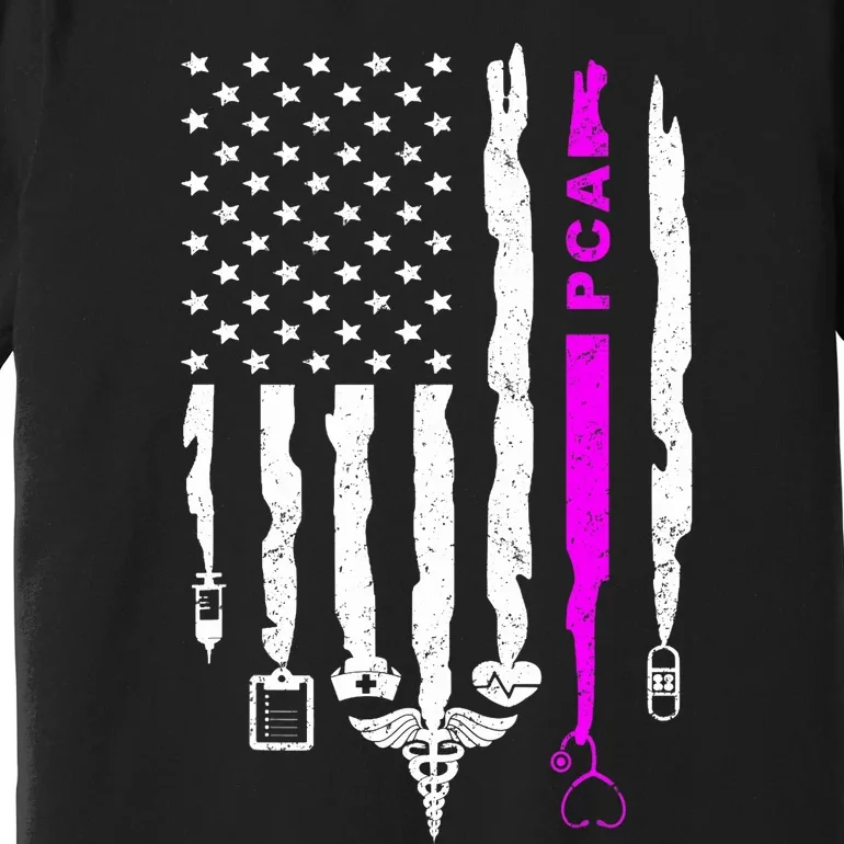 Funny Patriotic PCA USA Flag Nurses Week Gifts 4th Of July Premium T-Shirt