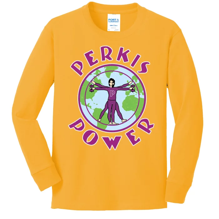 Funny Perkis Power Fitness Logo Kids Long Sleeve Shirt