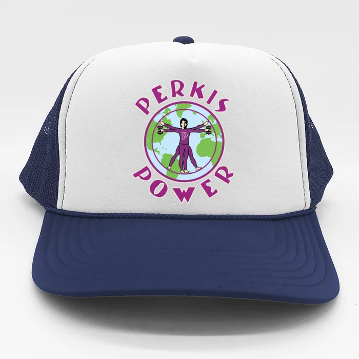 Funny Perkis Power Fitness Logo Trucker Hat