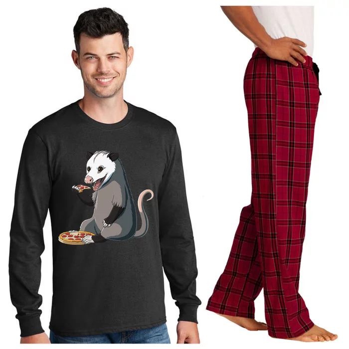 Funny Possum Pizza Lover Opossum Long Sleeve Pajama Set