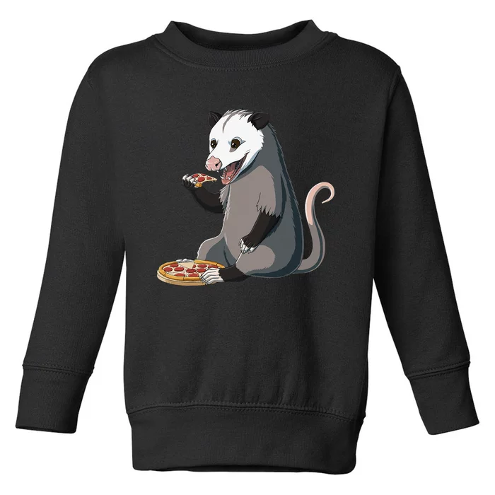 Funny Possum Pizza Lover Opossum Toddler Sweatshirt