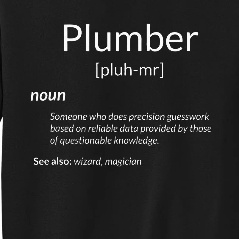 Funny Plumbing Plumber Definition Tall Sweatshirt