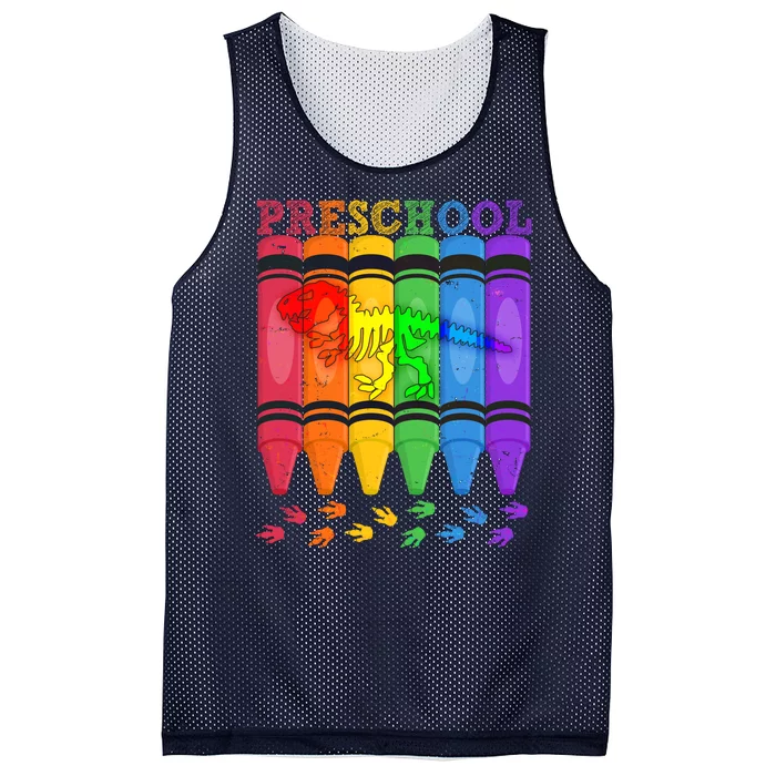 Funny Prehistoric Preschool Dinosaur Crayons Mesh Reversible Basketball Jersey Tank