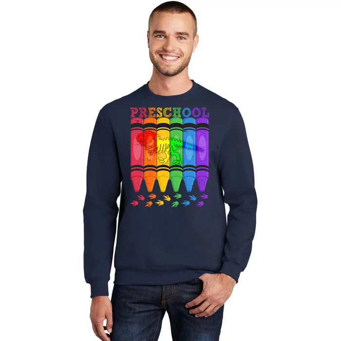 Funny Prehistoric Preschool Dinosaur Crayons Tall Sweatshirt