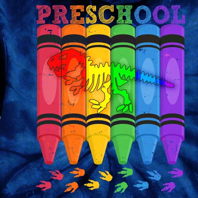 Funny Prehistoric Preschool Dinosaur Crayons Tie Dye Hoodie