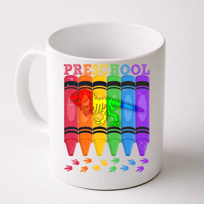 Funny Prehistoric Preschool Dinosaur Crayons Front & Back Coffee Mug