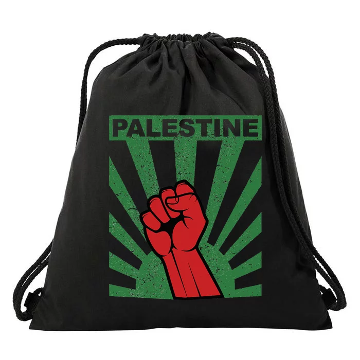 Free Palestine Propaganda Style Palestine Fist Drawstring Bag