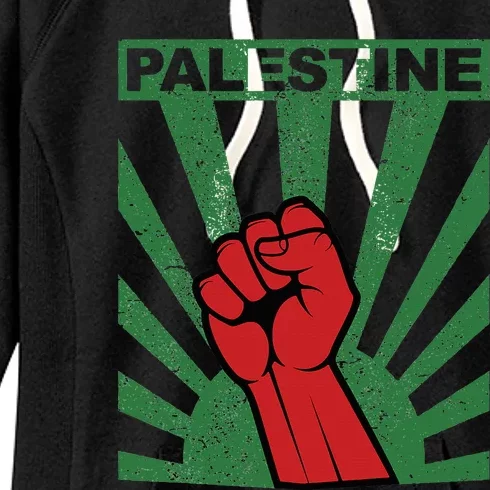 Free Palestine Propaganda Style Palestine Fist Women's Fleece Hoodie