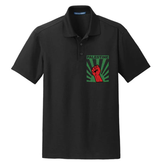 Free Palestine Propaganda Style Palestine Fist Dry Zone Grid Performance Polo