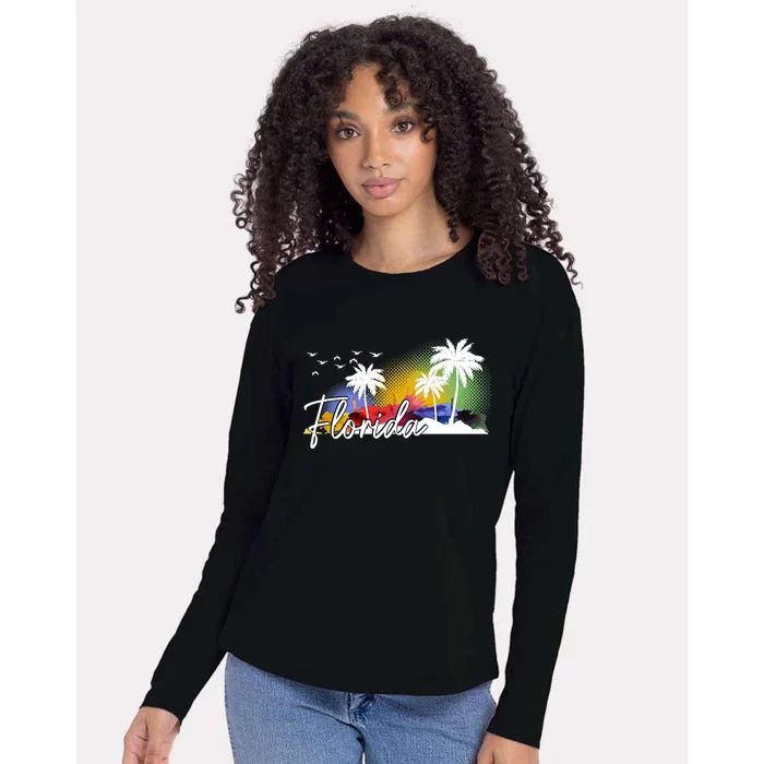 Florida Pride Palm Trees Beach Cool Gift Womens Cotton Relaxed Long Sleeve T-Shirt