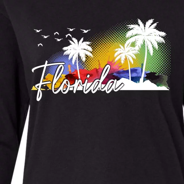 Florida Pride Palm Trees Beach Cool Gift Womens Cotton Relaxed Long Sleeve T-Shirt