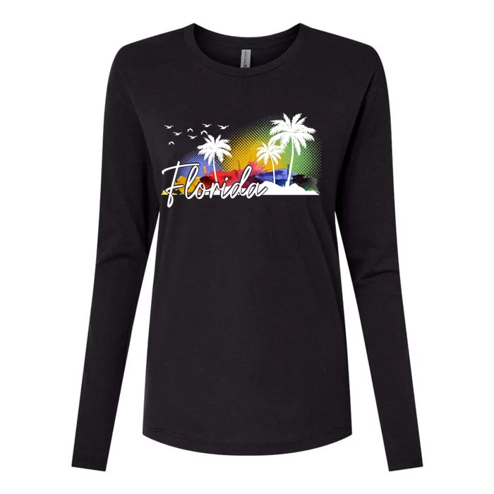 Florida Pride Palm Trees Beach Cool Gift Womens Cotton Relaxed Long Sleeve T-Shirt