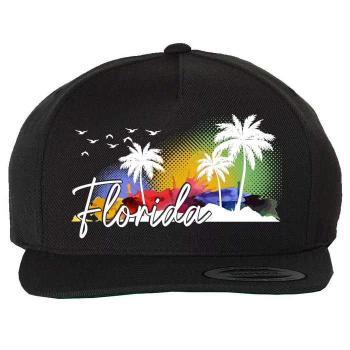 Florida Pride Palm Trees Beach Cool Gift Wool Snapback Cap