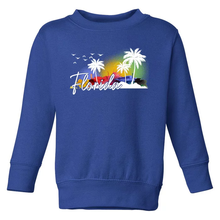 Florida Pride Palm Trees Beach Cool Gift Toddler Sweatshirt