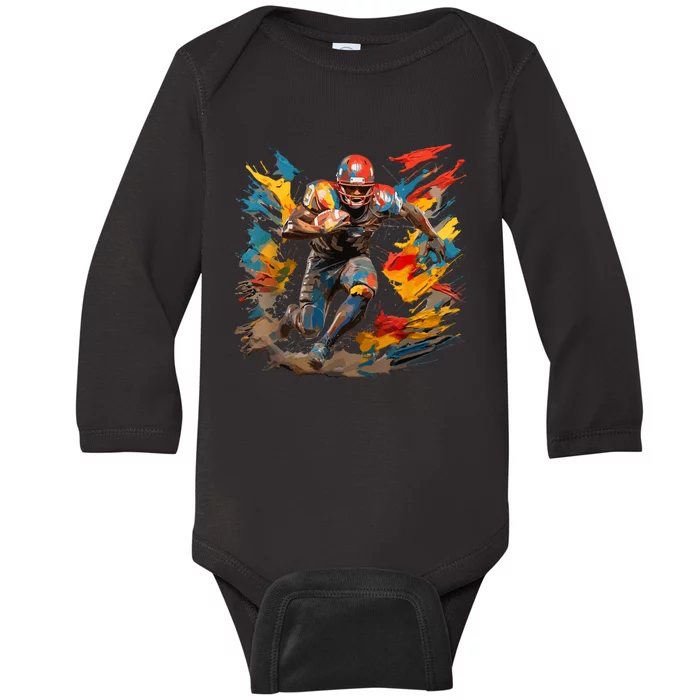 Football Player Paint Baby Long Sleeve Bodysuit