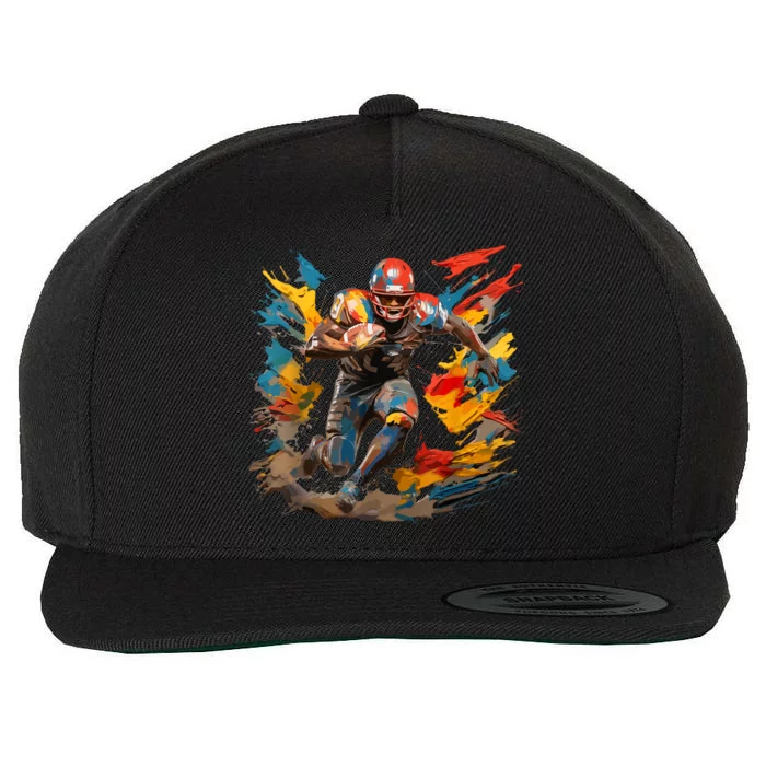 Football Player Paint Wool Snapback Cap