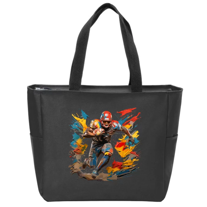 Football Player Paint Zip Tote Bag