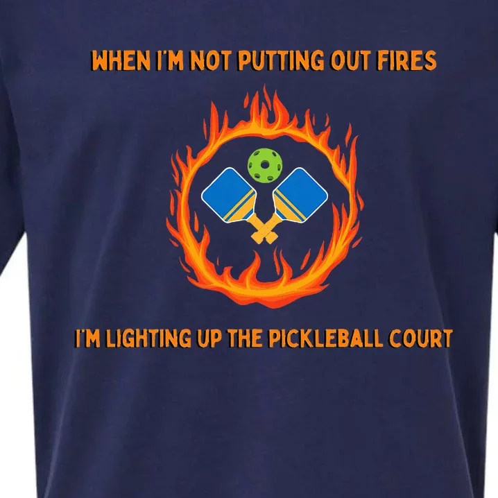 FirefighterS Pickleball Passion Putting Out Fires Sueded Cloud Jersey T-Shirt