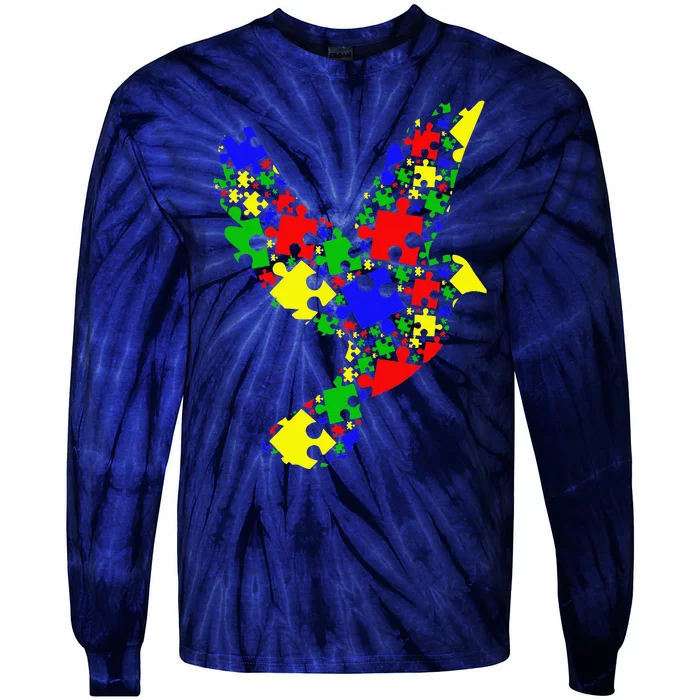 Funny Pigeon Puzzle Animals Lover Autism Awareness Tie-Dye Long Sleeve Shirt