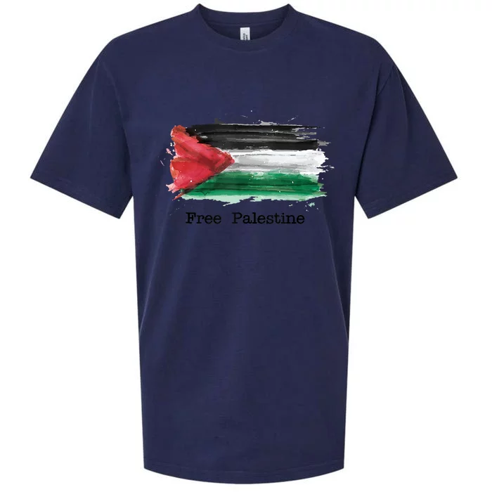 Free Palestine Palestinian National Flag Watercolor Sueded Cloud Jersey T-Shirt