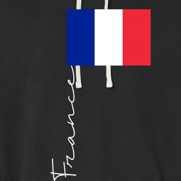 France Patriotic Pole Signature Flag Gift Garment-Dyed Fleece Hoodie