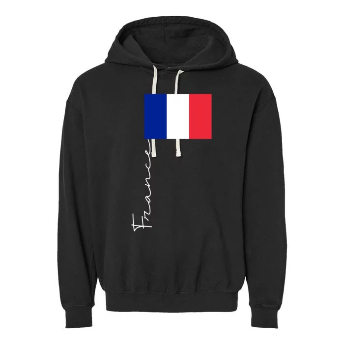 France Patriotic Pole Signature Flag Gift Garment-Dyed Fleece Hoodie