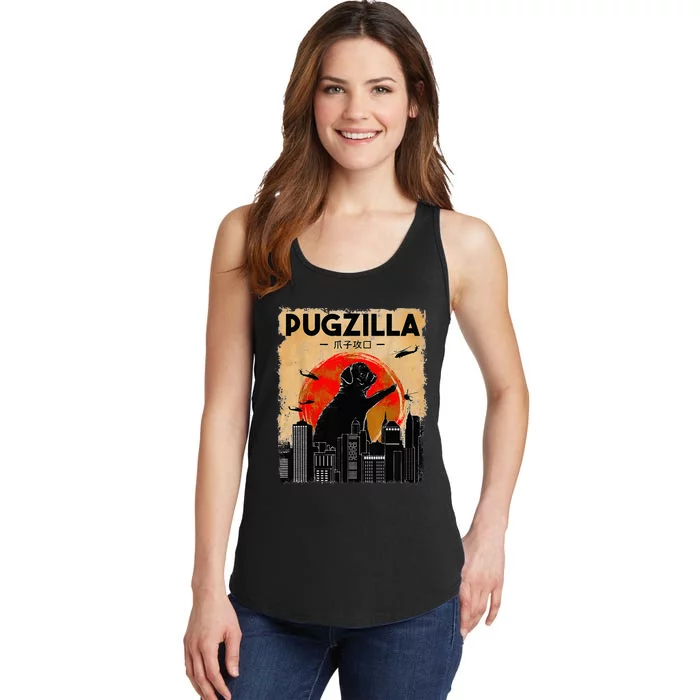 Funny Pug Pugzilla Funny Dog Pug Funny Fog Lover Ladies Essential Tank