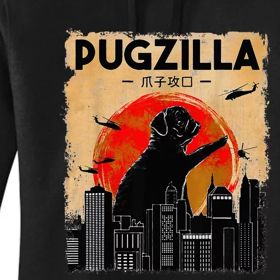 Funny Pug Pugzilla Funny Dog Pug Funny Fog Lover Women's Pullover Hoodie