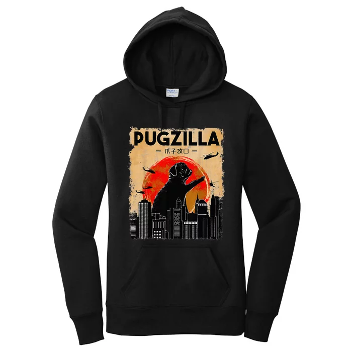 Funny Pug Pugzilla Funny Dog Pug Funny Fog Lover Women's Pullover Hoodie