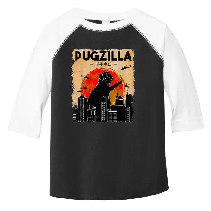 Funny Pug Pugzilla Funny Dog Pug Funny Fog Lover Toddler Fine Jersey T-Shirt