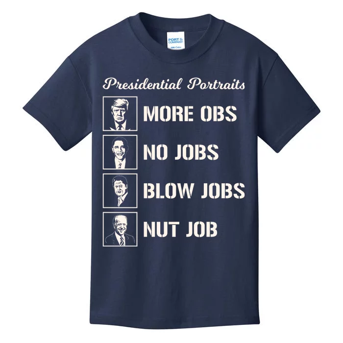 Funny Presidential Portraits Trump More Jobs Kids T-Shirt