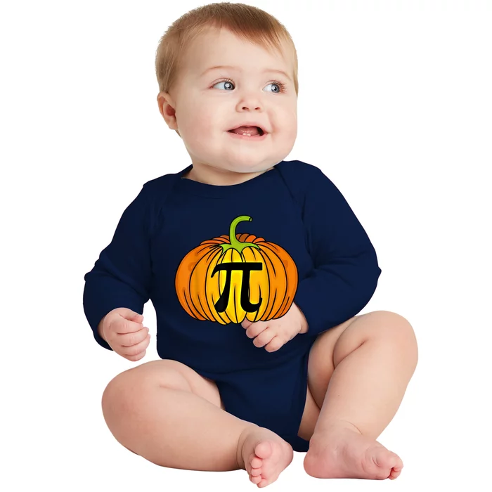 Funny Pumpkin Pie Math Teacher Halloween Thanksgiving Pi Day Gift Baby Long Sleeve Bodysuit