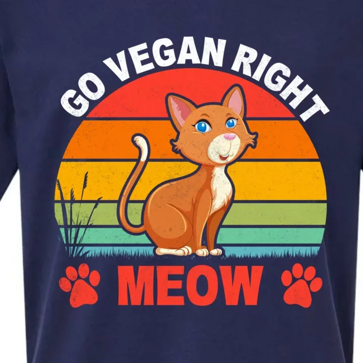 For Plant Powered Vegan Vegetarian Go Vegan Right Meow Funny Gift Sueded Cloud Jersey T-Shirt