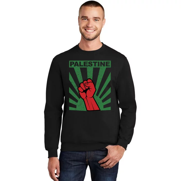 Free Palestine | Propaganda Style Palestine Fist Tall Sweatshirt