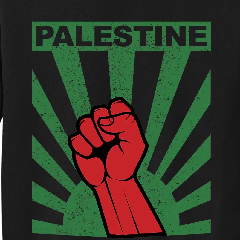 Free Palestine | Propaganda Style Palestine Fist Tall Sweatshirt